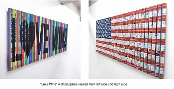 Irene Mamiye -&nbsp;Love Wins/Flag (Sold) commissions available 32 x 72 x 2 1/2 in.
