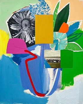 Emily Filler -&nbsp;Small Bouquet (red + blue vase) 20 x 16 in.