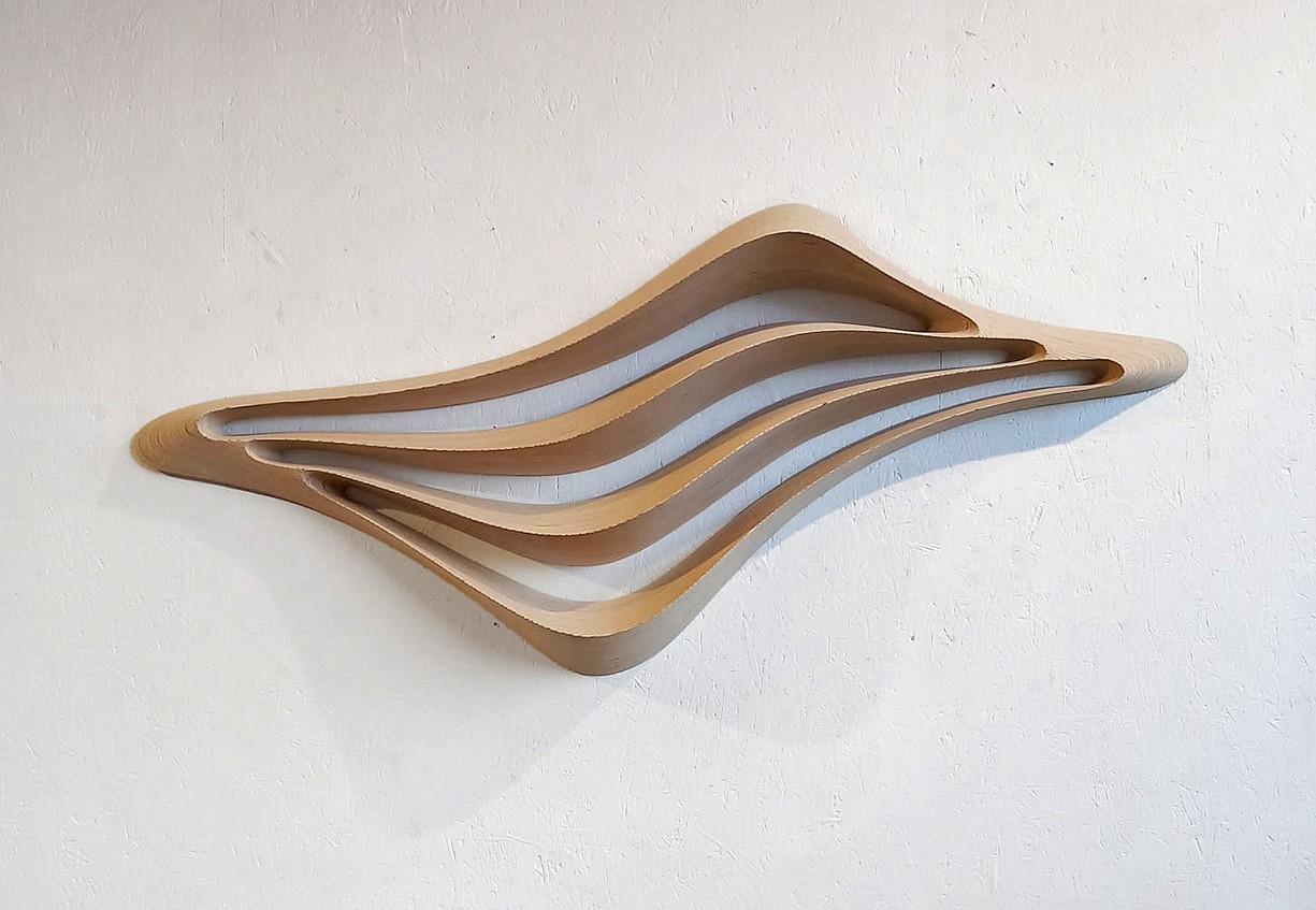 Daniel Mirchev, All in Between (Sold)
Layered plywood, 31 1/2 x 71 x 7 in.