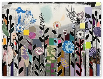 Emily Filler -&nbsp;Dreamscape (blue dahlia) 54 x 72 in.